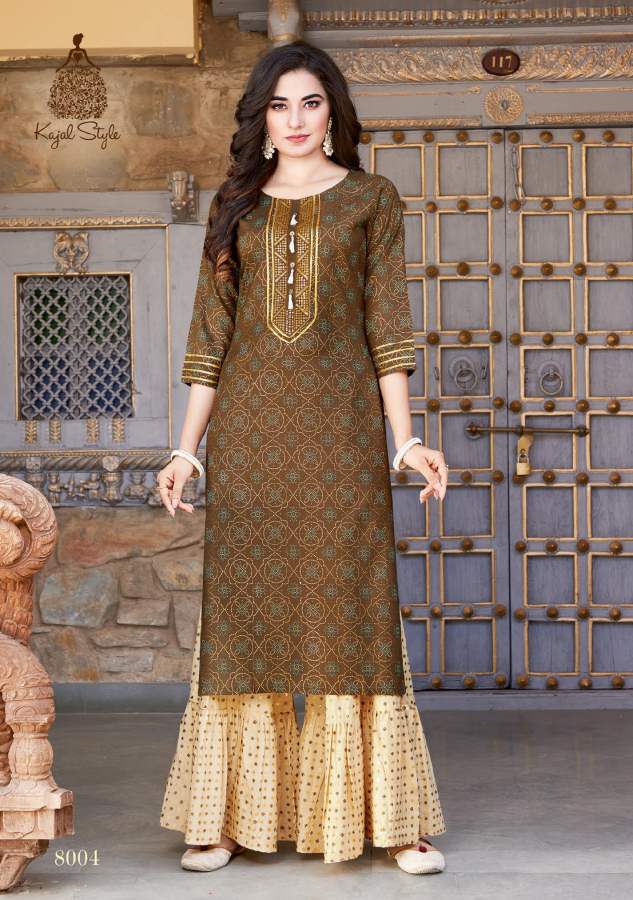 Fashion Label 8 Fancy Ethnic Wear Rayon Embroidery Work Kurti With Bottom Collection